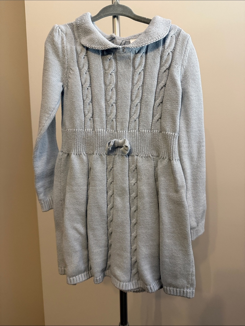 Gymboree Light Blue Cable-Knit Dress with Peter Pan Collar